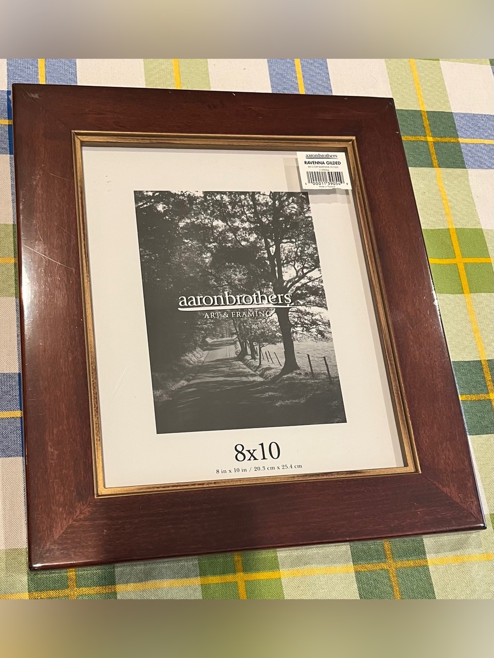 8x10 Wood Picture Frame in Dark Brown with Gold Trim